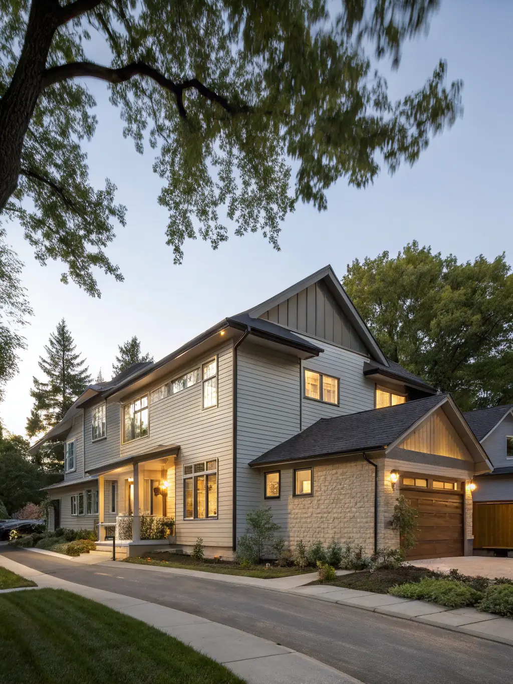 A home with newly installed fiber cement siding, showcasing its durability and resistance to the elements. The image should highlight the siding's texture and color.