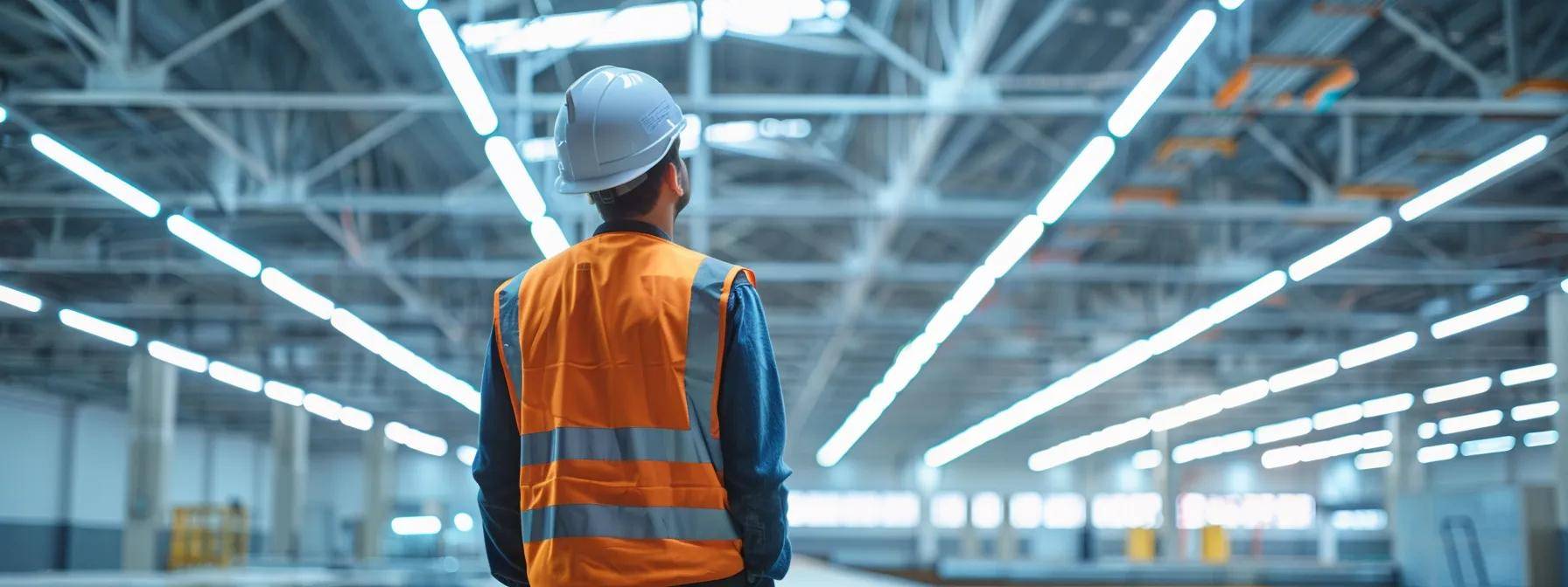 a professional roofing contractor inspects a roof with visible damage evidence, such as missing shingles and water stains, under bright overhead lights in a modern office setting, emphasizing the importance of timely assessments for roof repair versus replacement.