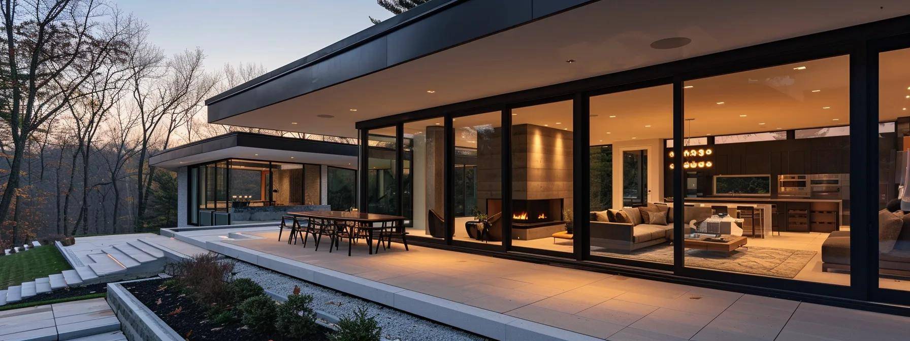 a modern massachusetts home showcases sleek, energy-efficient windows that radiate sophistication and security, set against a crisp urban backdrop, emphasizing the dramatic impact of window replacement on property value.