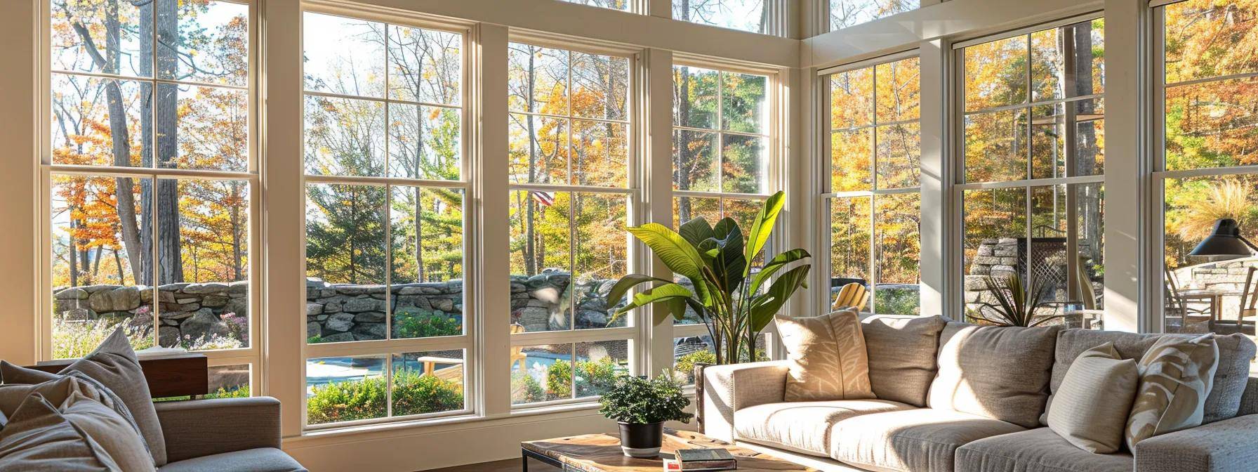 a stylish massachusetts home features a variety of window types, showcasing a blend of traditional architecture and modern energy-efficient designs against an urban backdrop.
